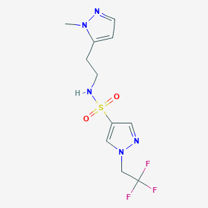 molecular formula C11H14F3N5O2S B6932278 N-[2-(2-methylpyrazol-3-yl)ethyl]-1-(2,2,2-trifluoroethyl)pyrazole-4-sulfonamide 