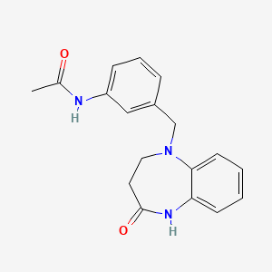molecular formula C18H19N3O2 B6932382 N-[3-[(2-oxo-3,4-dihydro-1H-1,5-benzodiazepin-5-yl)methyl]phenyl]acetamide 