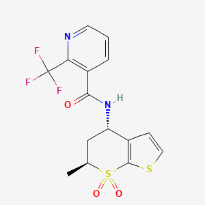 molecular formula C15H13F3N2O3S2 B6932411 N-[(4S,6S)-6-methyl-7,7-dioxo-5,6-dihydro-4H-thieno[2,3-b]thiopyran-4-yl]-2-(trifluoromethyl)pyridine-3-carboxamide 