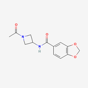 molecular formula C13H14N2O4 B6932467 N-(1-acetylazetidin-3-yl)-1,3-benzodioxole-5-carboxamide 