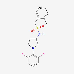 molecular formula C18H20F2N2O2S B6932519 N-[1-(2,6-difluorophenyl)pyrrolidin-3-yl]-1-(2-methylphenyl)methanesulfonamide 
