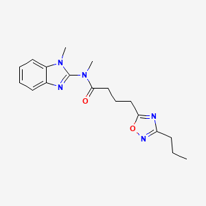 molecular formula C18H23N5O2 B6932572 N-methyl-N-(1-methylbenzimidazol-2-yl)-4-(3-propyl-1,2,4-oxadiazol-5-yl)butanamide 