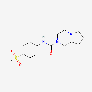 molecular formula C15H27N3O3S B6932583 N-(4-methylsulfonylcyclohexyl)-3,4,6,7,8,8a-hexahydro-1H-pyrrolo[1,2-a]pyrazine-2-carboxamide 