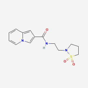 molecular formula C14H17N3O3S B6932601 N-[2-(1,1-dioxo-1,2-thiazolidin-2-yl)ethyl]indolizine-2-carboxamide 