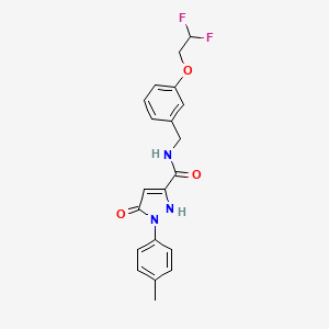 molecular formula C20H19F2N3O3 B6932626 N-[[3-(2,2-difluoroethoxy)phenyl]methyl]-2-(4-methylphenyl)-3-oxo-1H-pyrazole-5-carboxamide 