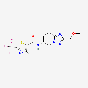 molecular formula C14H16F3N5O2S B6932773 N-[2-(methoxymethyl)-5,6,7,8-tetrahydro-[1,2,4]triazolo[1,5-a]pyridin-6-yl]-4-methyl-2-(trifluoromethyl)-1,3-thiazole-5-carboxamide 