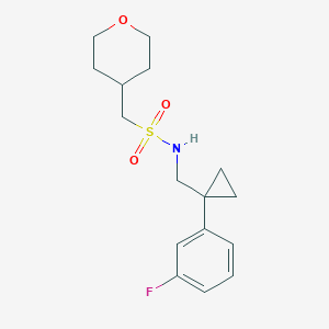 molecular formula C16H22FNO3S B6932785 N-[[1-(3-fluorophenyl)cyclopropyl]methyl]-1-(oxan-4-yl)methanesulfonamide 
