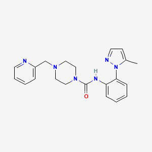 molecular formula C21H24N6O B6932807 N-[2-(5-methylpyrazol-1-yl)phenyl]-4-(pyridin-2-ylmethyl)piperazine-1-carboxamide 