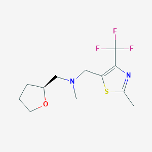 molecular formula C12H17F3N2OS B6933028 N-methyl-N-[[2-methyl-4-(trifluoromethyl)-1,3-thiazol-5-yl]methyl]-1-[(2S)-oxolan-2-yl]methanamine 