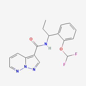 molecular formula C17H16F2N4O2 B6933121 N-[1-[2-(difluoromethoxy)phenyl]propyl]pyrazolo[1,5-b]pyridazine-3-carboxamide 