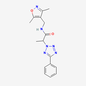 molecular formula C16H18N6O2 B6933149 N-[(3,5-dimethyl-1,2-oxazol-4-yl)methyl]-2-(5-phenyltetrazol-2-yl)propanamide 