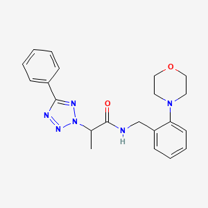 molecular formula C21H24N6O2 B6933152 N-[(2-morpholin-4-ylphenyl)methyl]-2-(5-phenyltetrazol-2-yl)propanamide 