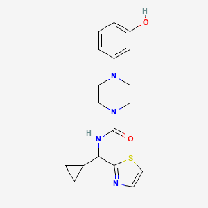 molecular formula C18H22N4O2S B6933189 N-[cyclopropyl(1,3-thiazol-2-yl)methyl]-4-(3-hydroxyphenyl)piperazine-1-carboxamide 