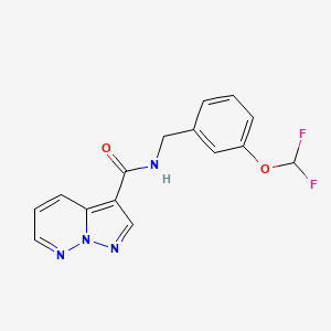 molecular formula C15H12F2N4O2 B6933270 N-[[3-(difluoromethoxy)phenyl]methyl]pyrazolo[1,5-b]pyridazine-3-carboxamide 
