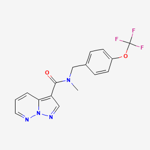 molecular formula C16H13F3N4O2 B6933279 N-methyl-N-[[4-(trifluoromethoxy)phenyl]methyl]pyrazolo[1,5-b]pyridazine-3-carboxamide 