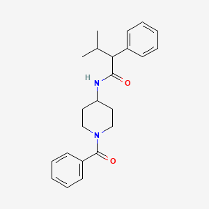 molecular formula C23H28N2O2 B6933302 N-(1-benzoylpiperidin-4-yl)-3-methyl-2-phenylbutanamide 