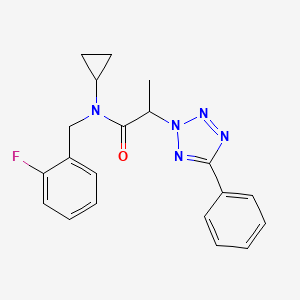 molecular formula C20H20FN5O B6933306 N-cyclopropyl-N-[(2-fluorophenyl)methyl]-2-(5-phenyltetrazol-2-yl)propanamide 