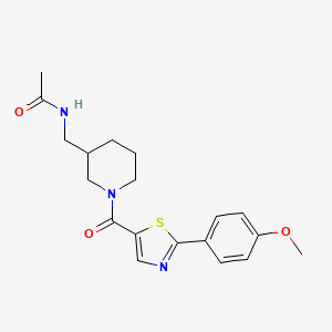 molecular formula C19H23N3O3S B6933324 N-[[1-[2-(4-methoxyphenyl)-1,3-thiazole-5-carbonyl]piperidin-3-yl]methyl]acetamide 