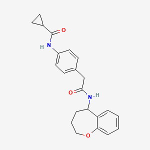 molecular formula C22H24N2O3 B6933346 N-[4-[2-oxo-2-(2,3,4,5-tetrahydro-1-benzoxepin-5-ylamino)ethyl]phenyl]cyclopropanecarboxamide 