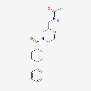 molecular formula C20H28N2O3 B6933372 N-[[4-(4-phenylcyclohexanecarbonyl)morpholin-2-yl]methyl]acetamide 