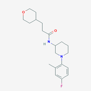 molecular formula C20H29FN2O2 B6933390 N-[1-(4-fluoro-2-methylphenyl)piperidin-3-yl]-3-(oxan-4-yl)propanamide 
