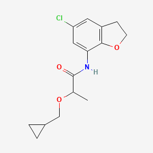 molecular formula C15H18ClNO3 B6933442 N-(5-chloro-2,3-dihydro-1-benzofuran-7-yl)-2-(cyclopropylmethoxy)propanamide 
