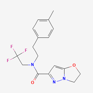 molecular formula C17H18F3N3O2 B6933461 N-[2-(4-methylphenyl)ethyl]-N-(2,2,2-trifluoroethyl)-2,3-dihydropyrazolo[5,1-b][1,3]oxazole-6-carboxamide 