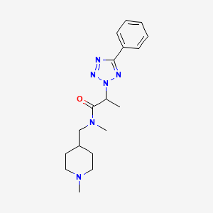molecular formula C18H26N6O B6933465 N-methyl-N-[(1-methylpiperidin-4-yl)methyl]-2-(5-phenyltetrazol-2-yl)propanamide 