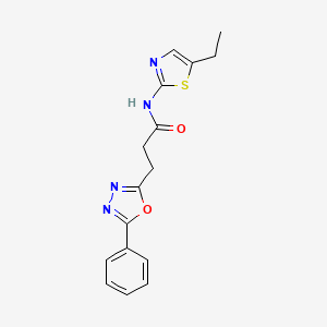 molecular formula C16H16N4O2S B6933542 N-(5-ethyl-1,3-thiazol-2-yl)-3-(5-phenyl-1,3,4-oxadiazol-2-yl)propanamide 
