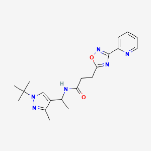 molecular formula C20H26N6O2 B6933597 N-[1-(1-tert-butyl-3-methylpyrazol-4-yl)ethyl]-3-(3-pyridin-2-yl-1,2,4-oxadiazol-5-yl)propanamide 
