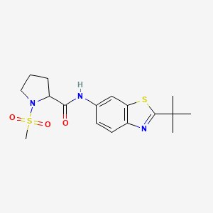 molecular formula C17H23N3O3S2 B6933603 N-(2-tert-butyl-1,3-benzothiazol-6-yl)-1-methylsulfonylpyrrolidine-2-carboxamide 