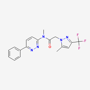 molecular formula C18H16F3N5O B6933638 N-methyl-2-[5-methyl-3-(trifluoromethyl)pyrazol-1-yl]-N-(6-phenylpyridazin-3-yl)acetamide 