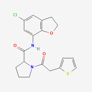 molecular formula C19H19ClN2O3S B6933639 N-(5-chloro-2,3-dihydro-1-benzofuran-7-yl)-1-(2-thiophen-2-ylacetyl)pyrrolidine-2-carboxamide 