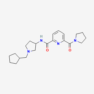 molecular formula C21H30N4O2 B6933648 N-[1-(cyclopentylmethyl)pyrrolidin-3-yl]-6-(pyrrolidine-1-carbonyl)pyridine-2-carboxamide 