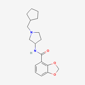 molecular formula C18H24N2O3 B6933665 N-[1-(cyclopentylmethyl)pyrrolidin-3-yl]-1,3-benzodioxole-4-carboxamide 