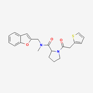 molecular formula C21H22N2O3S B6933750 N-(1-benzofuran-2-ylmethyl)-N-methyl-1-(2-thiophen-2-ylacetyl)pyrrolidine-2-carboxamide 