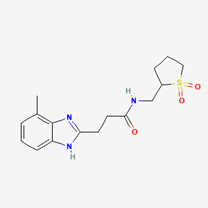 molecular formula C16H21N3O3S B6933852 N-[(1,1-dioxothiolan-2-yl)methyl]-3-(4-methyl-1H-benzimidazol-2-yl)propanamide 
