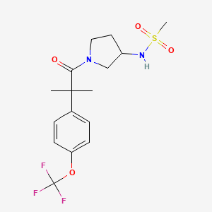 molecular formula C16H21F3N2O4S B6933968 N-[1-[2-methyl-2-[4-(trifluoromethoxy)phenyl]propanoyl]pyrrolidin-3-yl]methanesulfonamide 