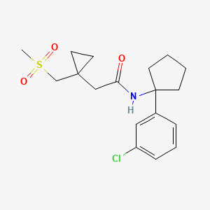 molecular formula C18H24ClNO3S B6933995 N-[1-(3-chlorophenyl)cyclopentyl]-2-[1-(methylsulfonylmethyl)cyclopropyl]acetamide 