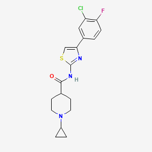 molecular formula C18H19ClFN3OS B6934028 N-[4-(3-chloro-4-fluorophenyl)-1,3-thiazol-2-yl]-1-cyclopropylpiperidine-4-carboxamide 