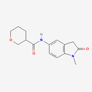 molecular formula C15H18N2O3 B6934060 N-(1-methyl-2-oxo-3H-indol-5-yl)oxane-3-carboxamide 