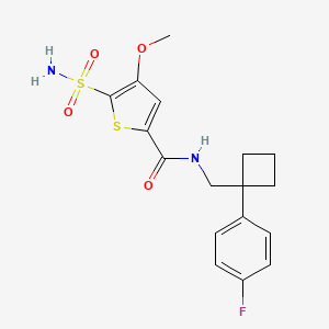 molecular formula C17H19FN2O4S2 B6934106 N-[[1-(4-fluorophenyl)cyclobutyl]methyl]-4-methoxy-5-sulfamoylthiophene-2-carboxamide 