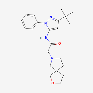 molecular formula C22H30N4O2 B6934201 N-(5-tert-butyl-2-phenylpyrazol-3-yl)-2-(2-oxa-7-azaspiro[4.4]nonan-7-yl)acetamide 