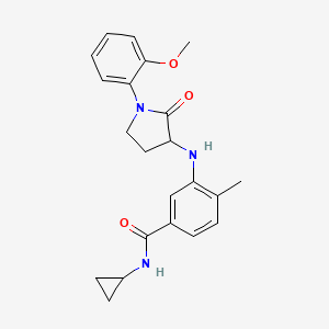molecular formula C22H25N3O3 B6934217 N-cyclopropyl-3-[[1-(2-methoxyphenyl)-2-oxopyrrolidin-3-yl]amino]-4-methylbenzamide 