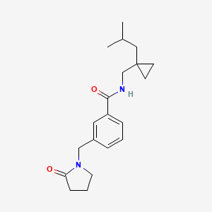 molecular formula C20H28N2O2 B6934277 N-[[1-(2-methylpropyl)cyclopropyl]methyl]-3-[(2-oxopyrrolidin-1-yl)methyl]benzamide 