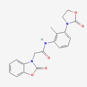 molecular formula C19H17N3O5 B6934297 N-[2-methyl-3-(2-oxo-1,3-oxazolidin-3-yl)phenyl]-2-(2-oxo-1,3-benzoxazol-3-yl)acetamide 