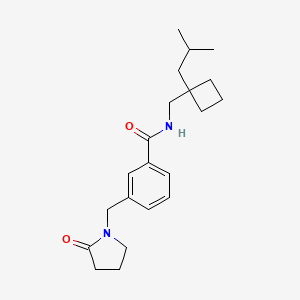 molecular formula C21H30N2O2 B6934341 N-[[1-(2-methylpropyl)cyclobutyl]methyl]-3-[(2-oxopyrrolidin-1-yl)methyl]benzamide 
