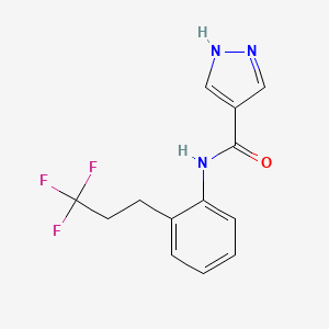 molecular formula C13H12F3N3O B6934383 N-[2-(3,3,3-trifluoropropyl)phenyl]-1H-pyrazole-4-carboxamide 