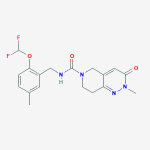 molecular formula C18H20F2N4O3 B6934416 N-[[2-(difluoromethoxy)-5-methylphenyl]methyl]-2-methyl-3-oxo-7,8-dihydro-5H-pyrido[4,3-c]pyridazine-6-carboxamide 