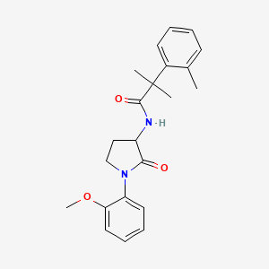 molecular formula C22H26N2O3 B6934420 N-[1-(2-methoxyphenyl)-2-oxopyrrolidin-3-yl]-2-methyl-2-(2-methylphenyl)propanamide 